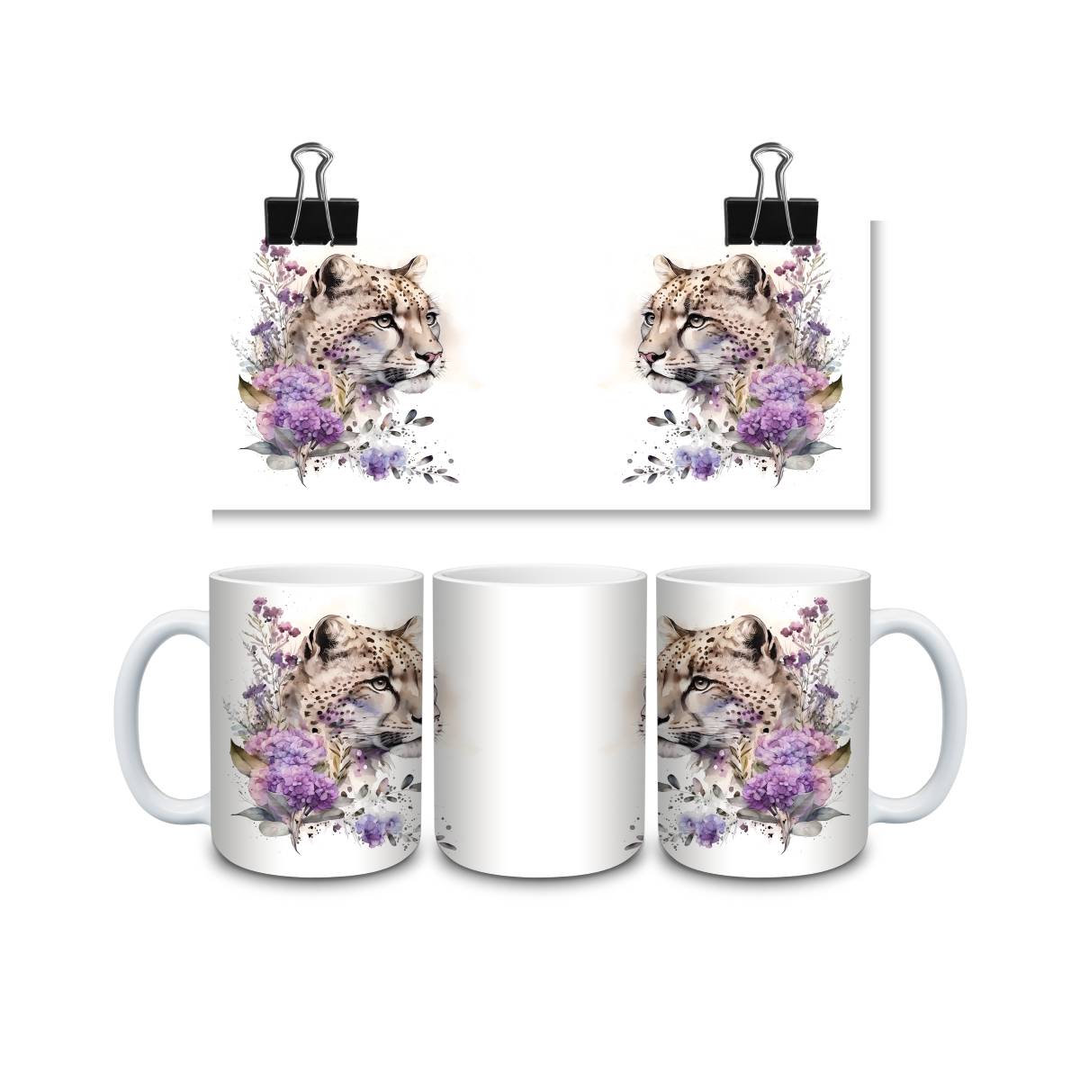 Snow Leopard in Astounding Watercolor Mug - mug