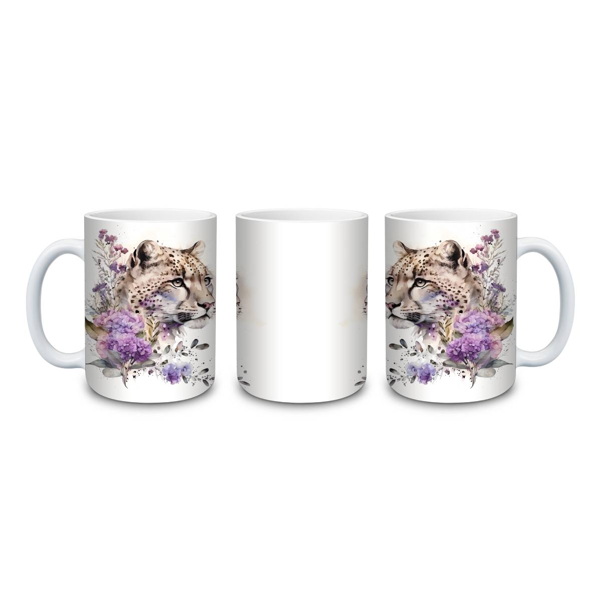 Snow Leopard in Astounding Watercolor Mug - mug
