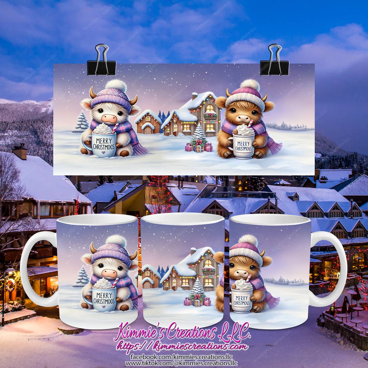 Merry Christmoos Highland Cow Mug - Kimmie's Creations L.L.C.