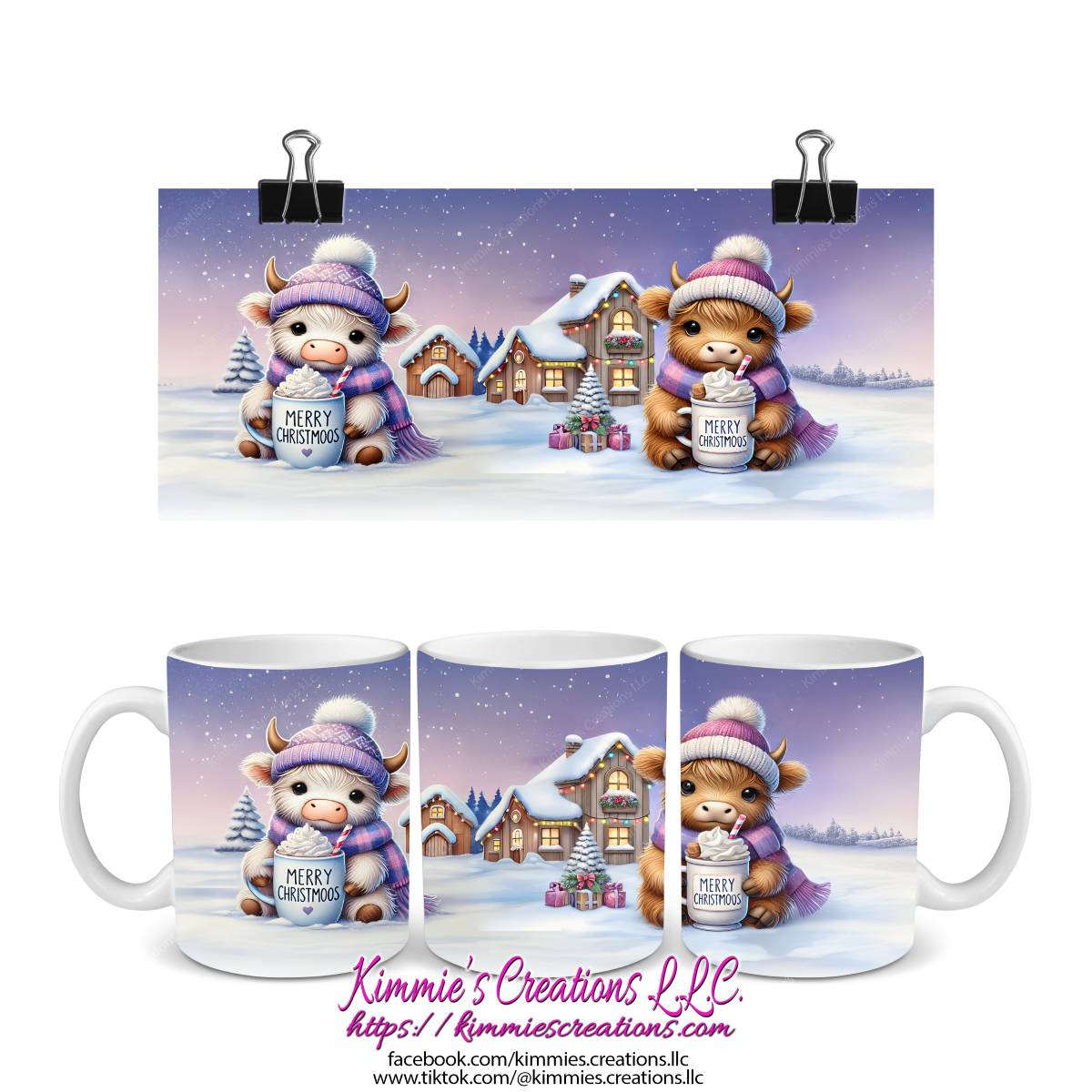 Merry Christmoos Highland Cow Mug - Kimmie's Creations L.L.C.