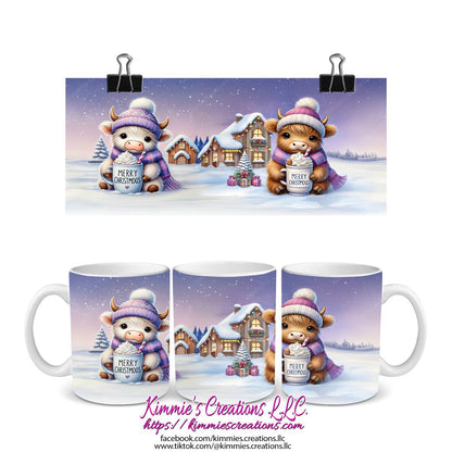 Merry Christmoos Highland Cow Mug - Kimmie's Creations L.L.C.