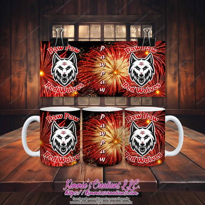 Paw Red Wolves with Fireworks Mug - mug