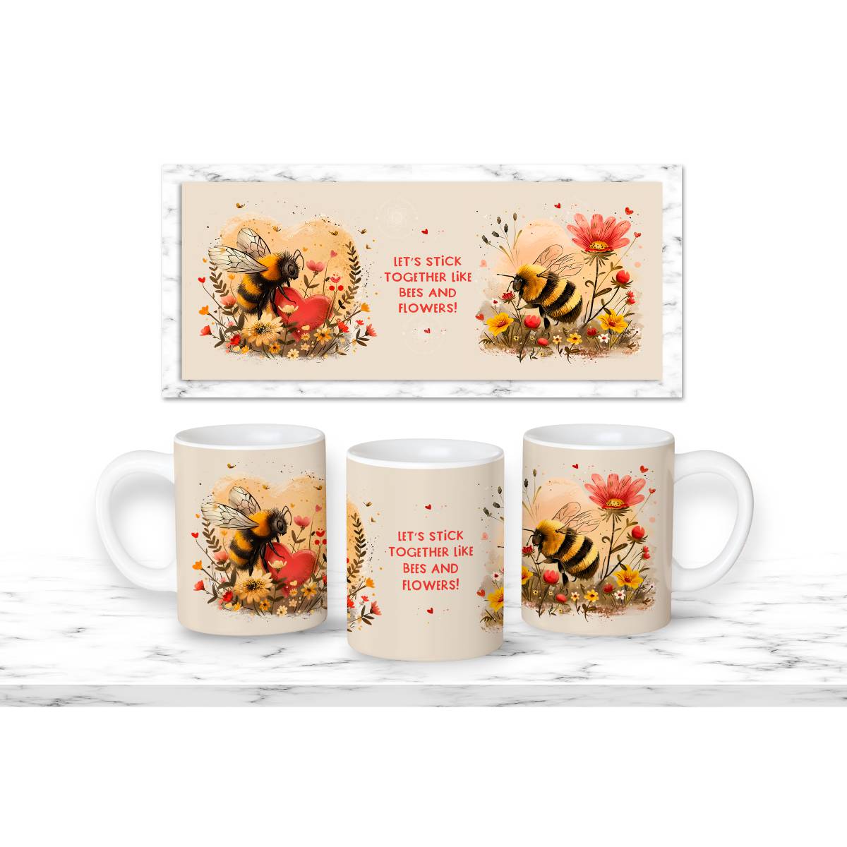 Let’s Stick Together Like Bees and Flowers Mug - mug
