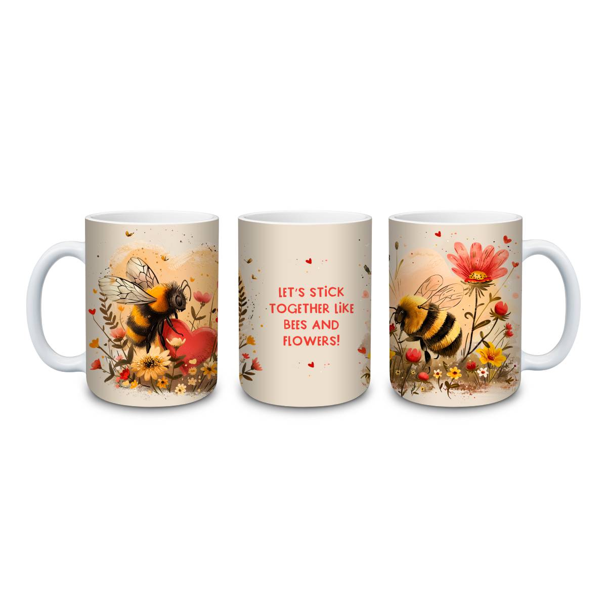 Let’s Stick Together Like Bees and Flowers Mug - mug