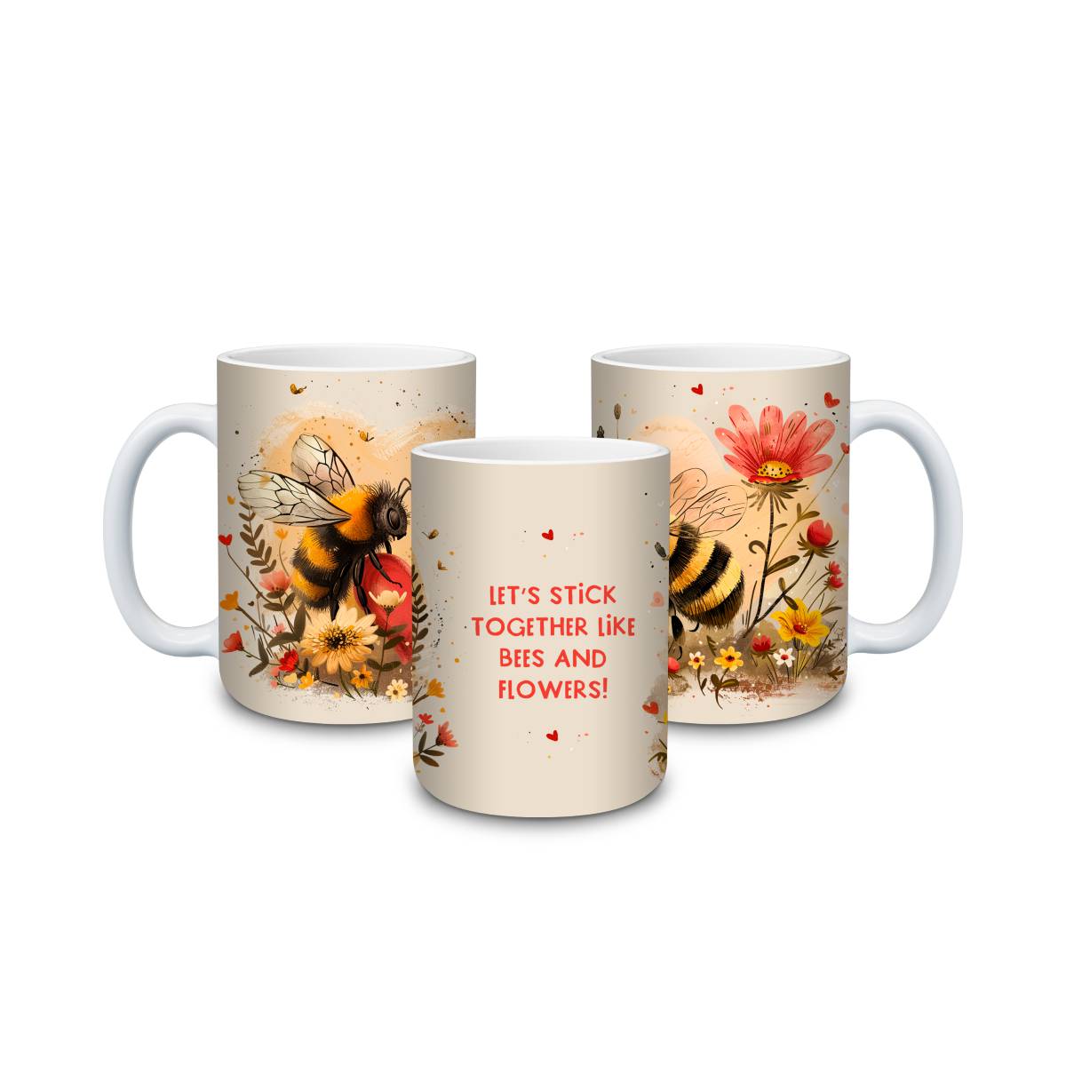 Let’s Stick Together Like Bees and Flowers Mug - mug