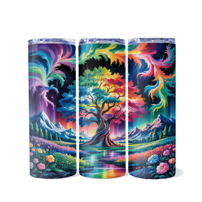 Magical Aurora Tree Dual Opening Skinny Tumbler
