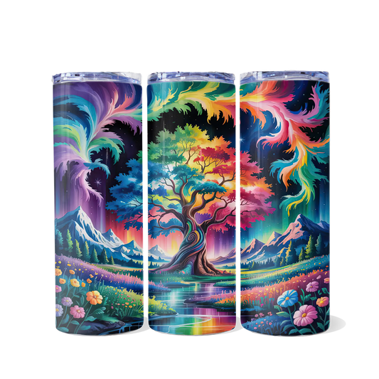 Magical Aurora Tree Dual Opening Skinny Tumbler