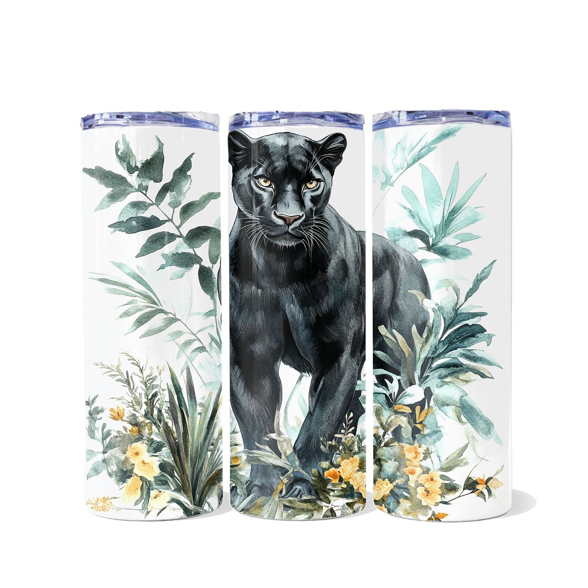 Majestic Black Panther Dual Opening Skinny Tumbler