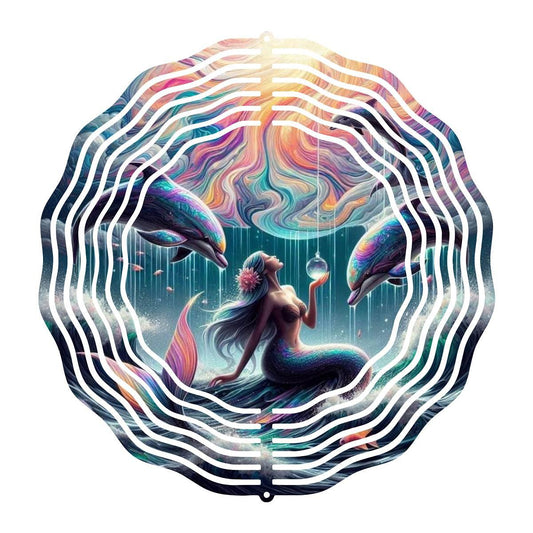 Captivating Mermaid with Dolphins - a Wind Spinner - wind spinner
