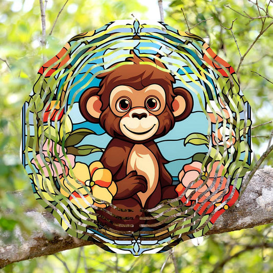 Stained-glass Monkeys with 4 design choices - a Wind Spinner - Kimmie's Creations L.L.C.