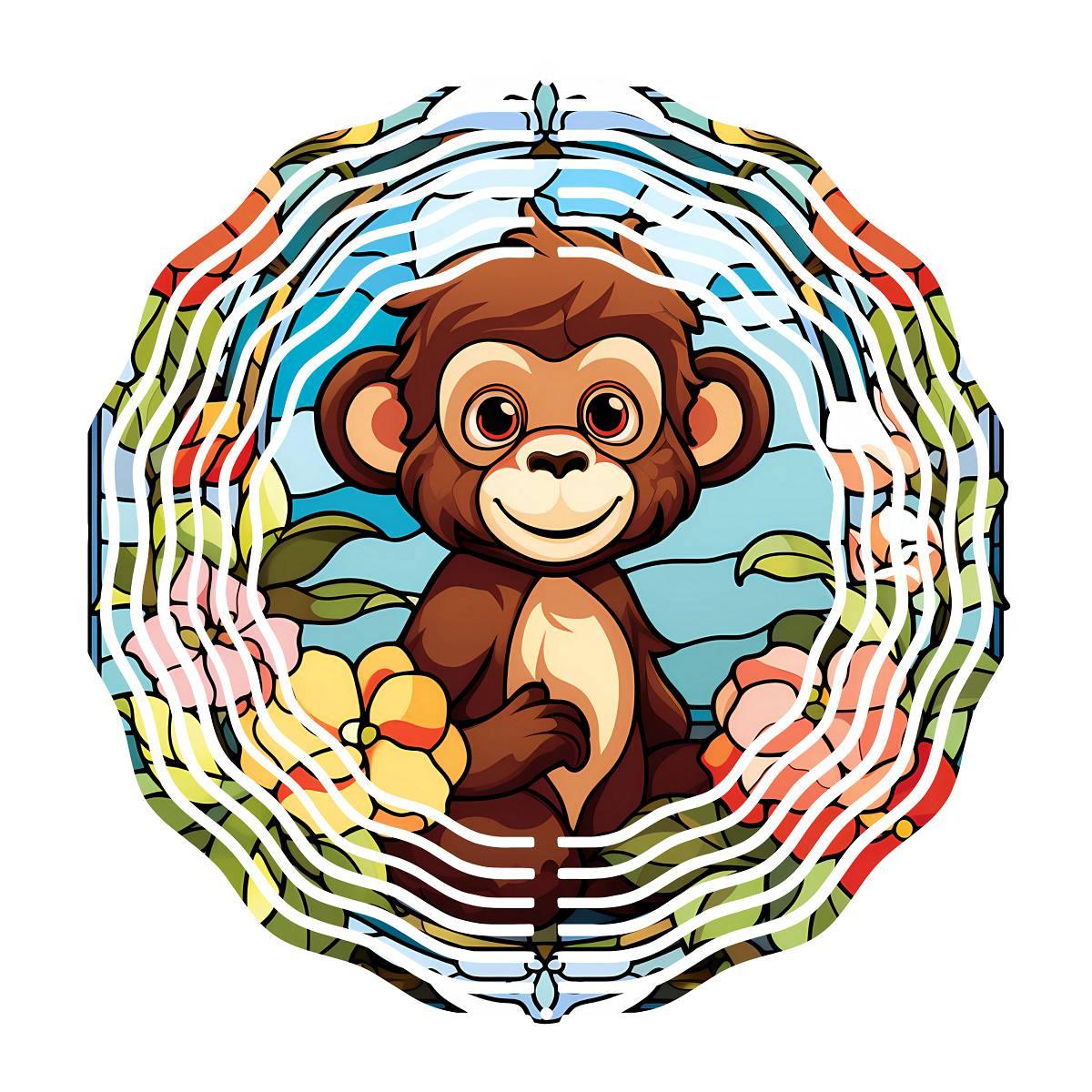 Stained-glass Monkeys with 4 design choices - a Wind Spinner - Kimmie's Creations L.L.C.