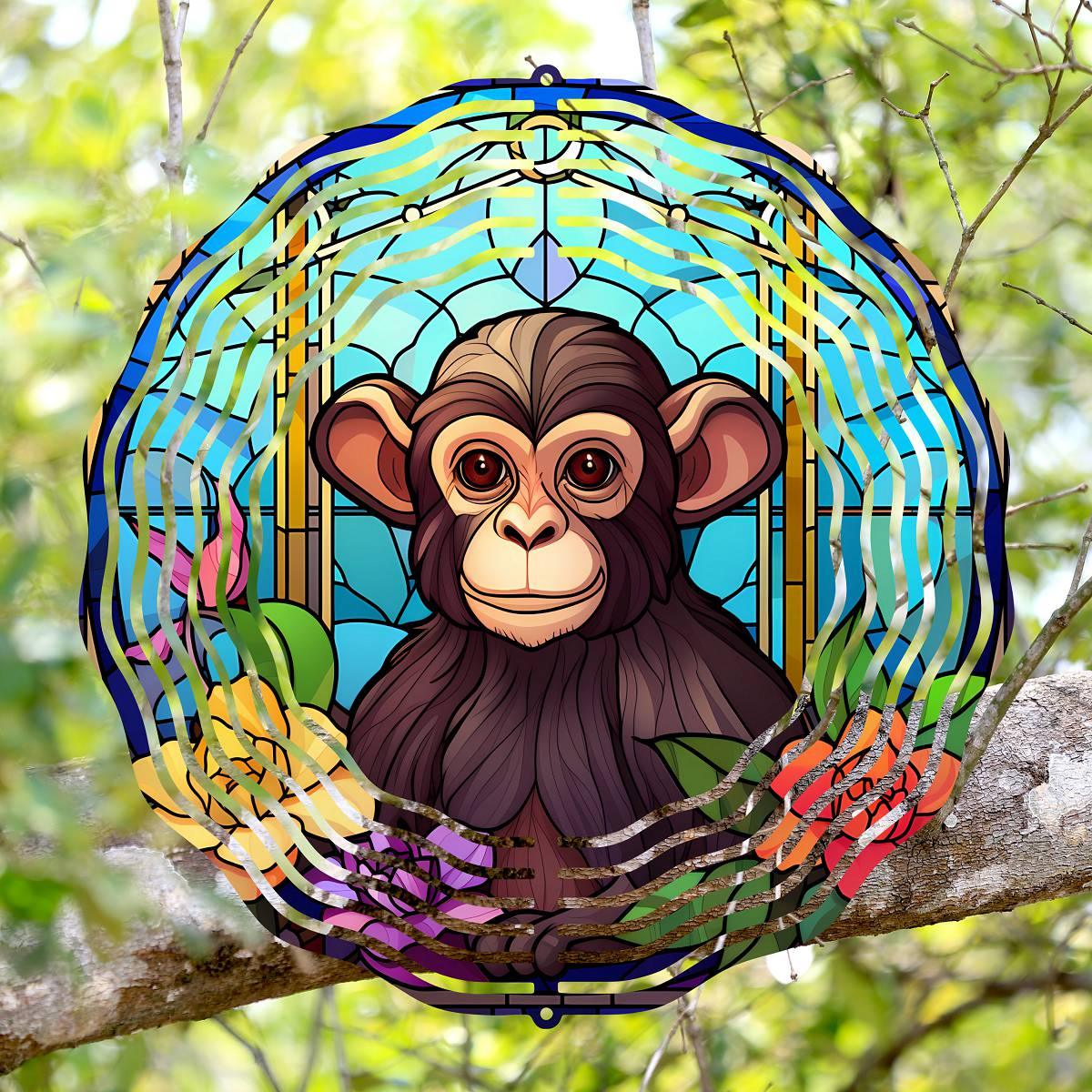 Stained-glass Monkeys with 4 design choices - a Wind Spinner - Kimmie's Creations L.L.C.