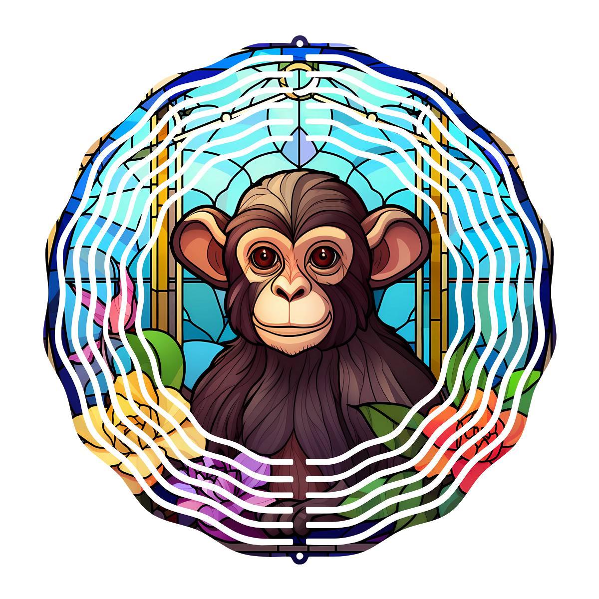 Stained-glass Monkeys with 4 design choices - a Wind Spinner - Kimmie's Creations L.L.C.