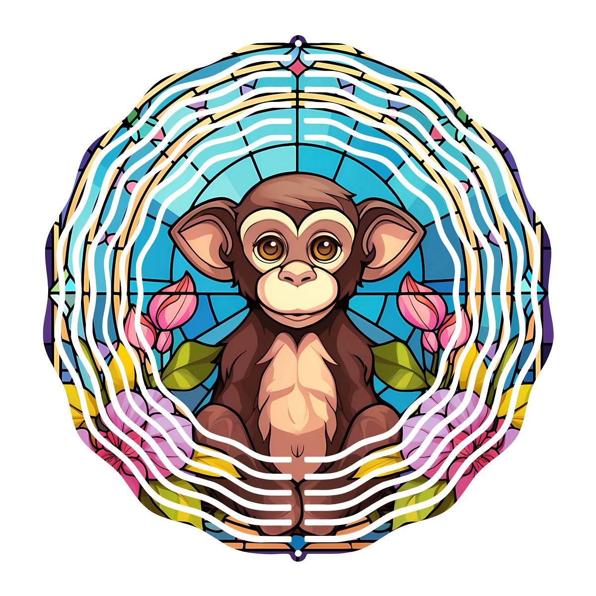 Stained-glass Monkeys with 4 design choices - a Wind Spinner - Kimmie's Creations L.L.C.