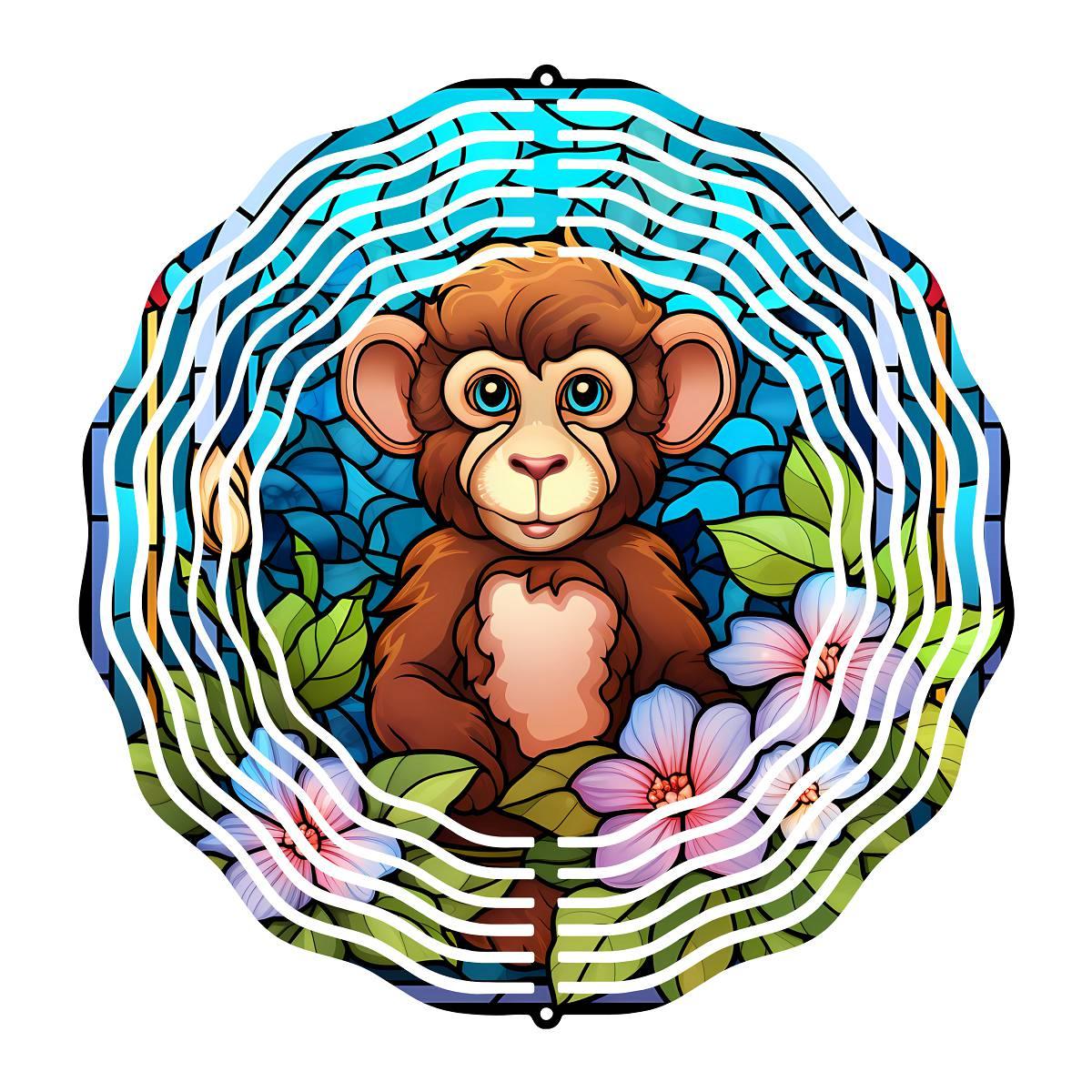 Stained-glass Monkeys with 4 design choices - a Wind Spinner - Kimmie's Creations L.L.C.