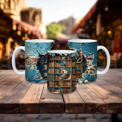 Library Books and Bookshelves Mugs - mug