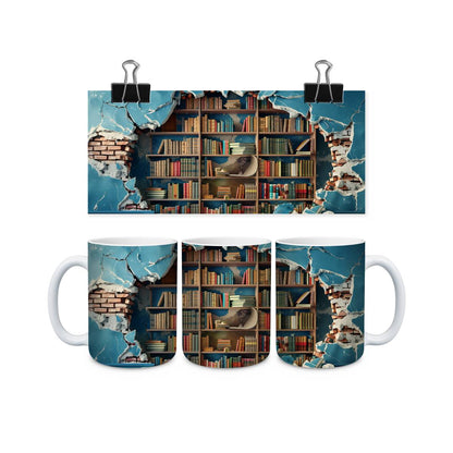 Library Books and Bookshelves Mugs - mug