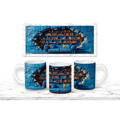 Library Books and Bookshelves Mugs - 05 / 11 oz - mug