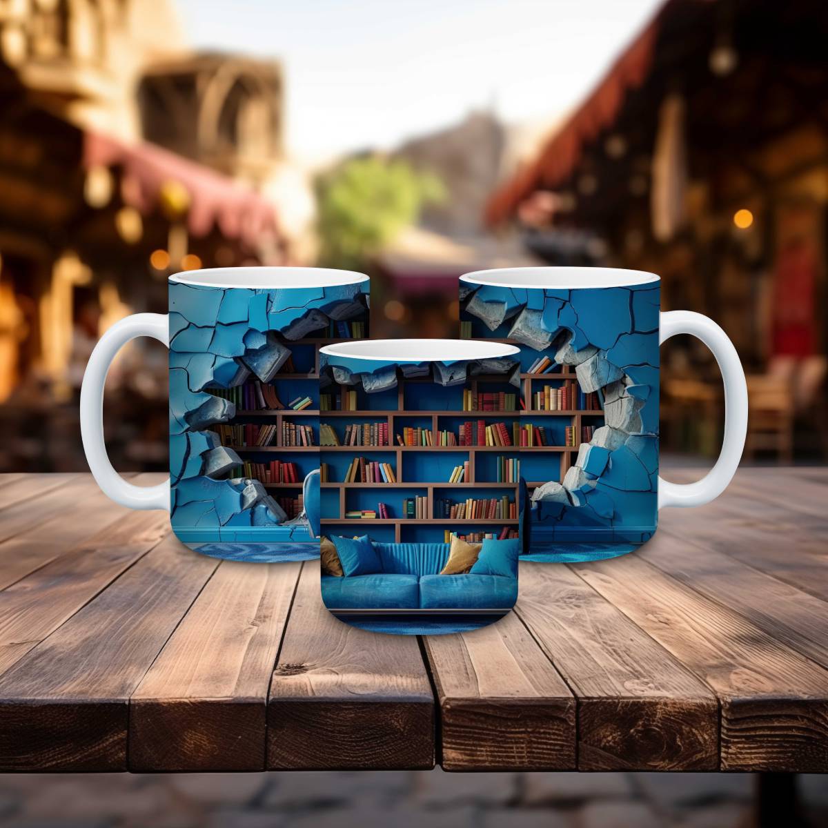 Library Books and Bookshelves Mugs - mug