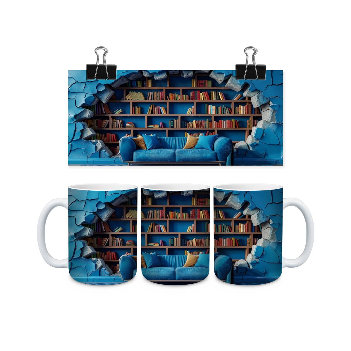 Library Books and Bookshelves Mugs - mug