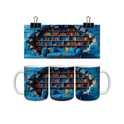 Library Books and Bookshelves Mugs - mug