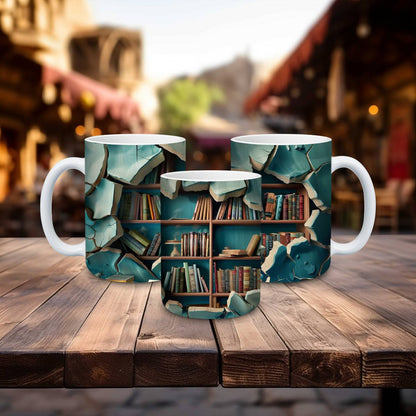 Library Books and Bookshelves Mugs - mug