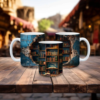 Library Books and Bookshelves Mugs - mug