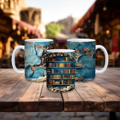 Library Books and Bookshelves Mugs - mug