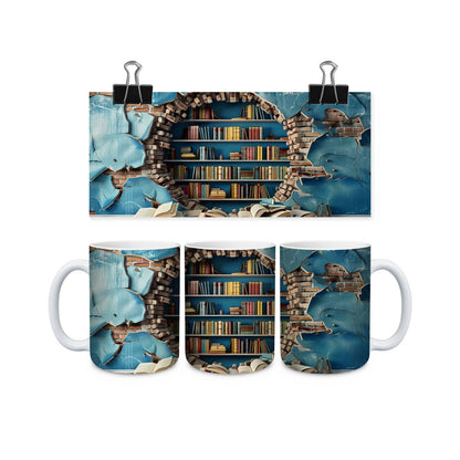 Library Books and Bookshelves Mugs - mug