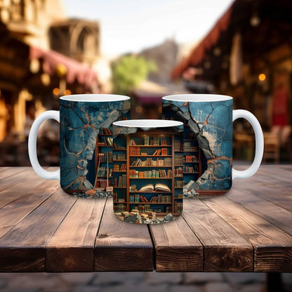 Library Books and Bookshelves Mugs - mug