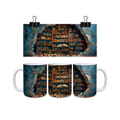 Library Books and Bookshelves Mugs - mug