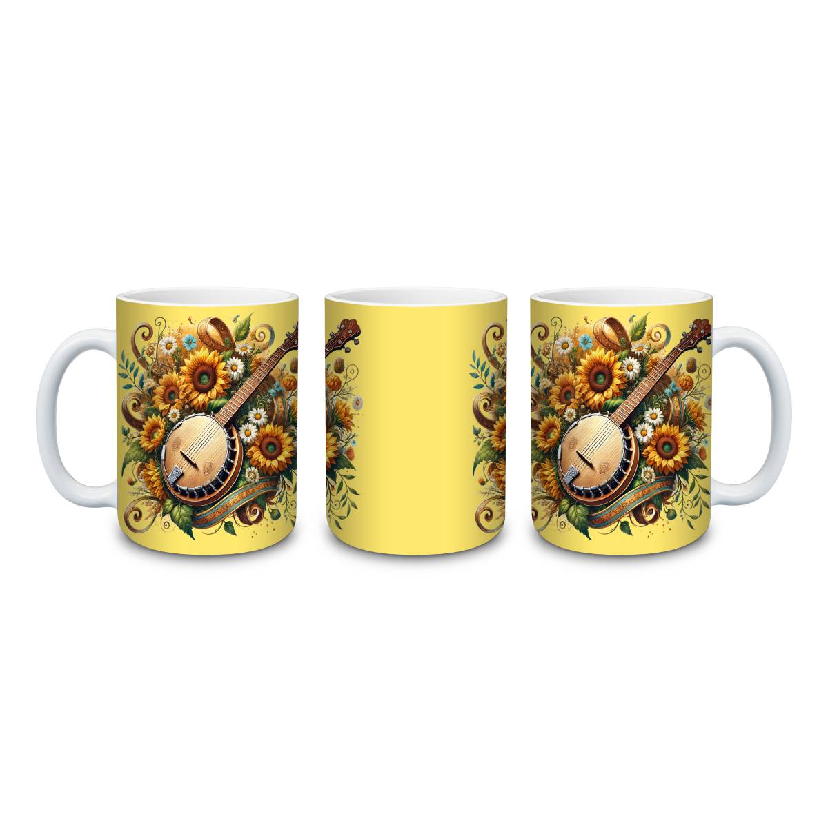 Banjo on Floral Background Mug - Kimmie's Creations L.L.C.