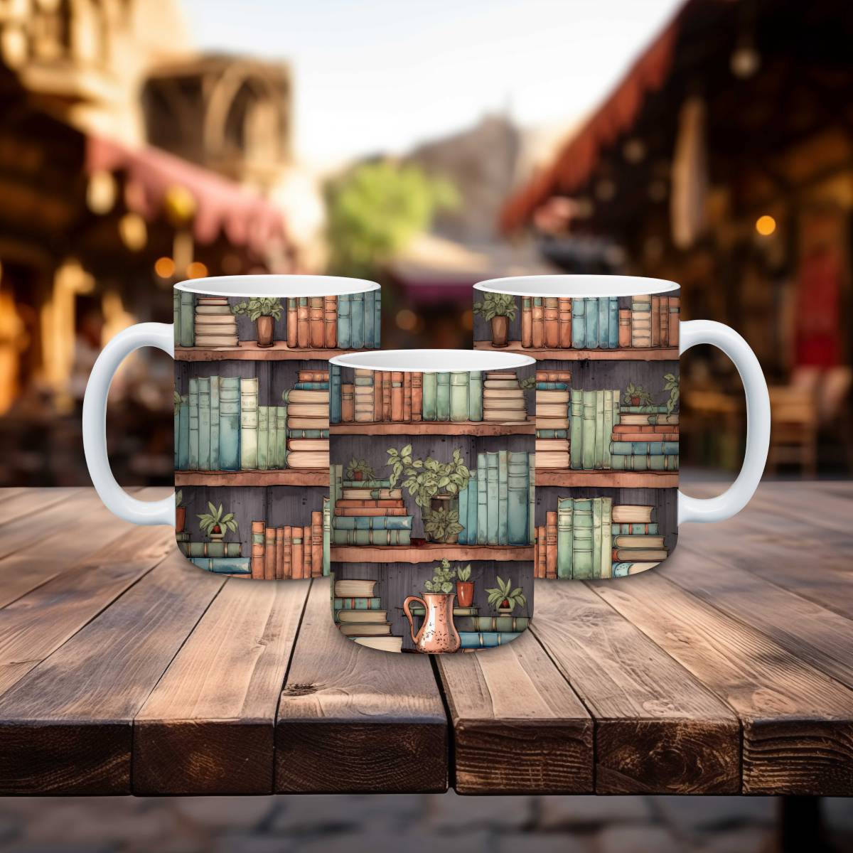 Library Books and Bookshelves Mugs - mug
