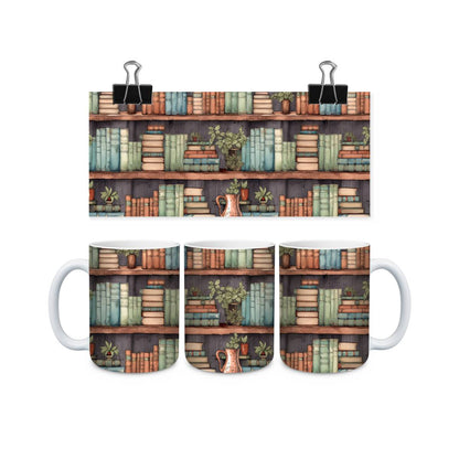 Library Books and Bookshelves Mugs - mug