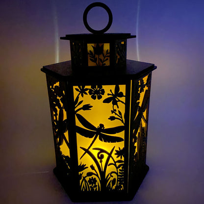 Dragonfly & Floral Cupola design flameless candle Lantern