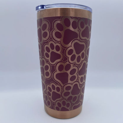 Puppy Paws engraved 20oz stainless steel tumbler