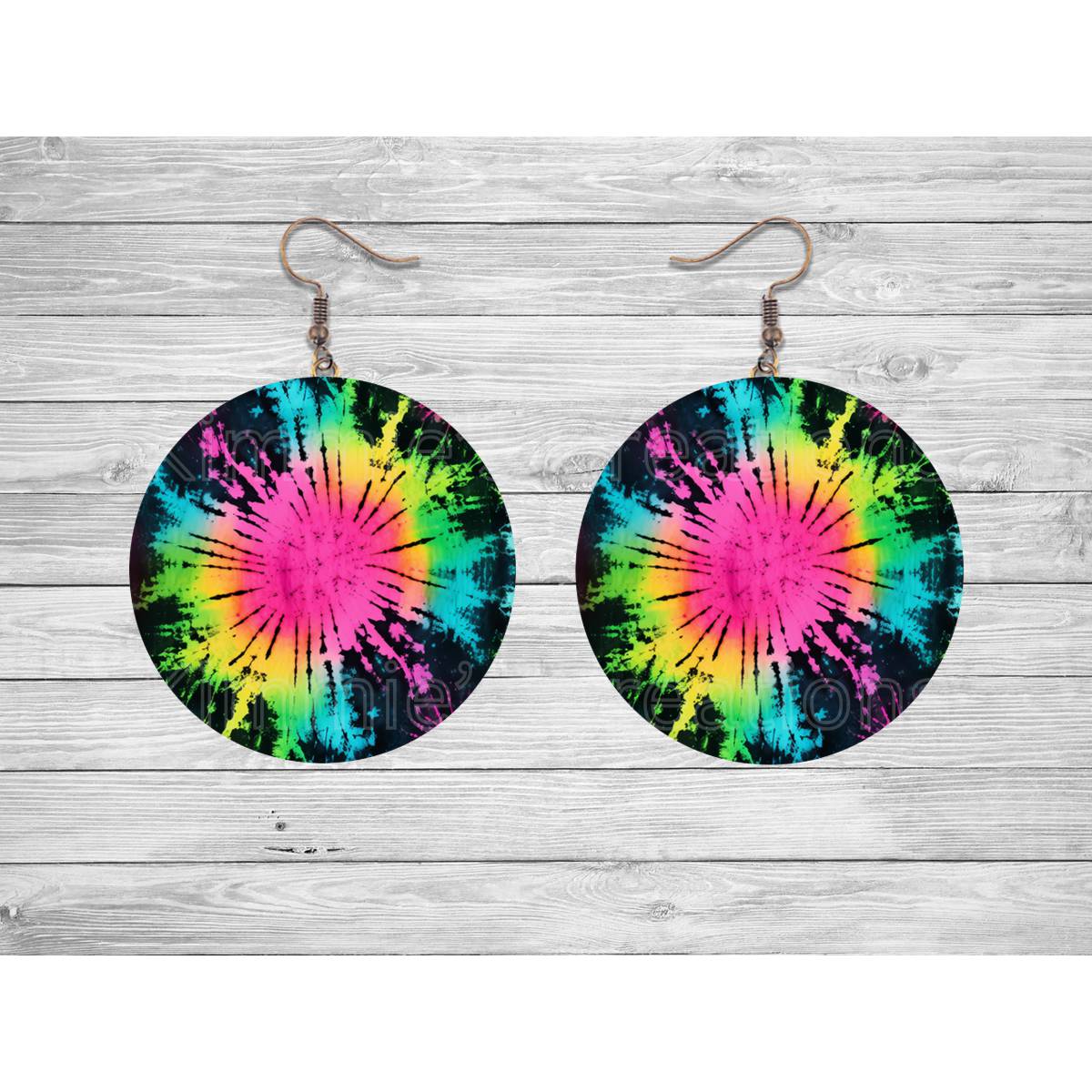 Rainbow Tie Dye Round Earrings - jewelry