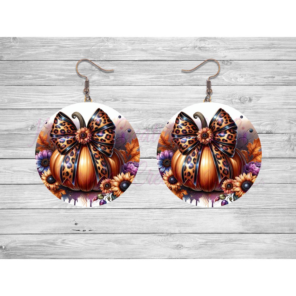 Floral Pumpkin Round Earrings