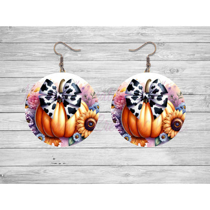 Floral Pumpkin Round Earrings - jewelry