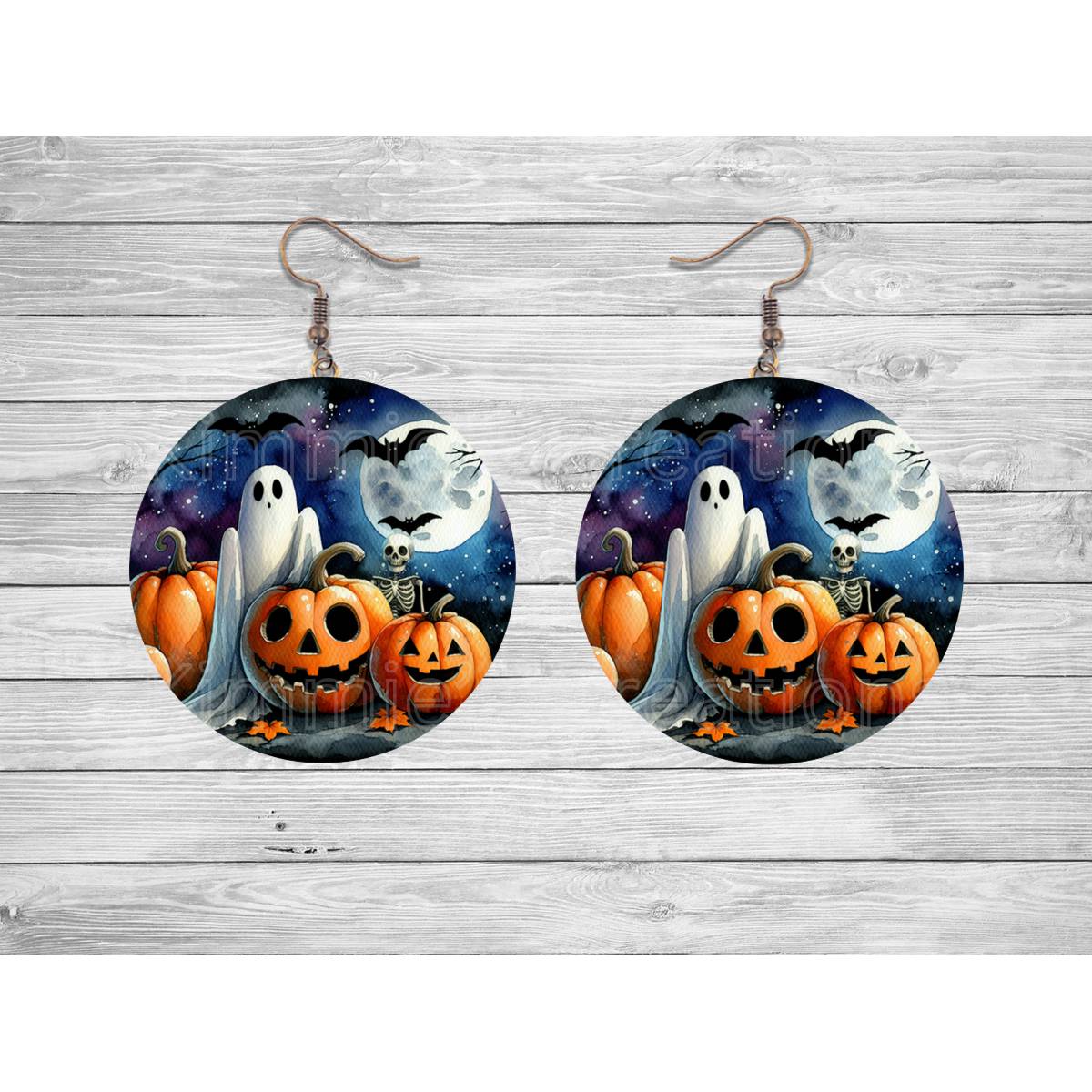 Halloween Ghost Round Earrings