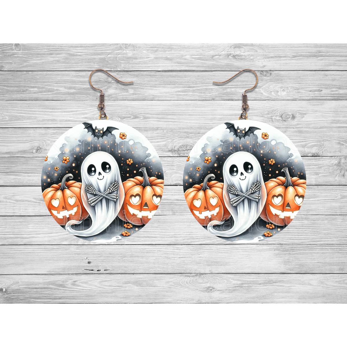 Halloween Ghost Round Earrings