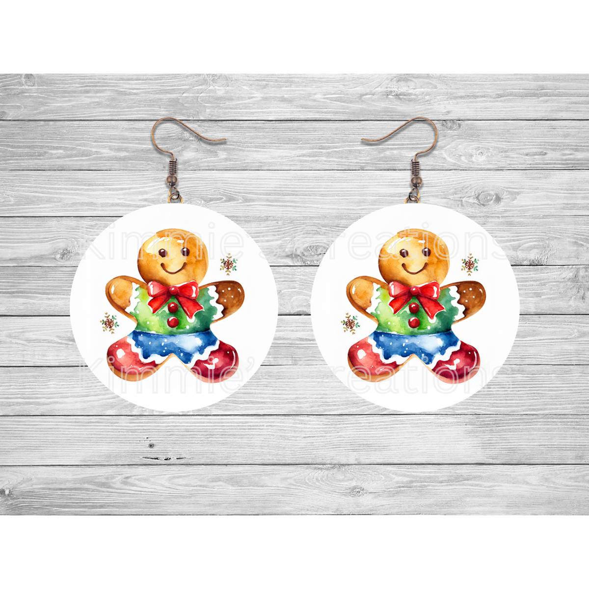 Gingerbread Man Round Earrings