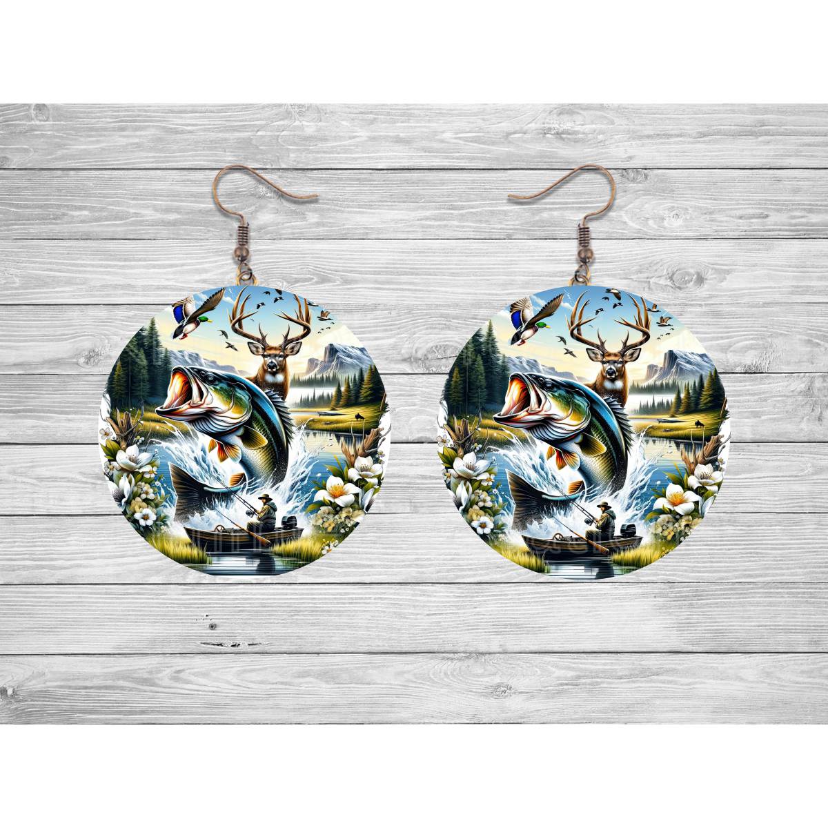 Hunting Scene Round Earrings - Kimmie's Creations L.L.C.