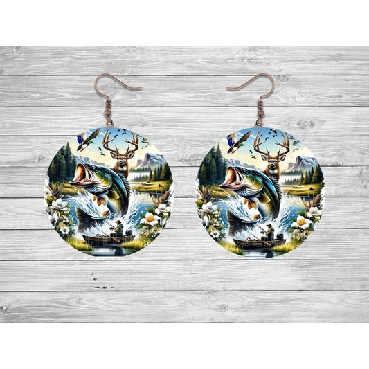 Hunting Scene Round Earrings - Kimmie's Creations L.L.C.