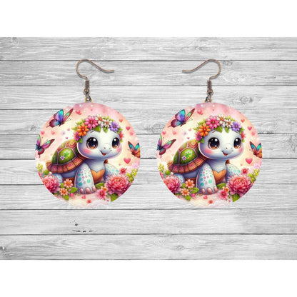 Flowerchild Turtle Round Earring - Kimmie's Creations L.L.C.