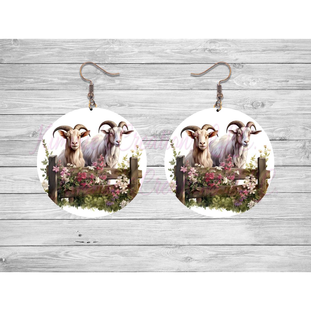 Goats on a Fence Round Earrings