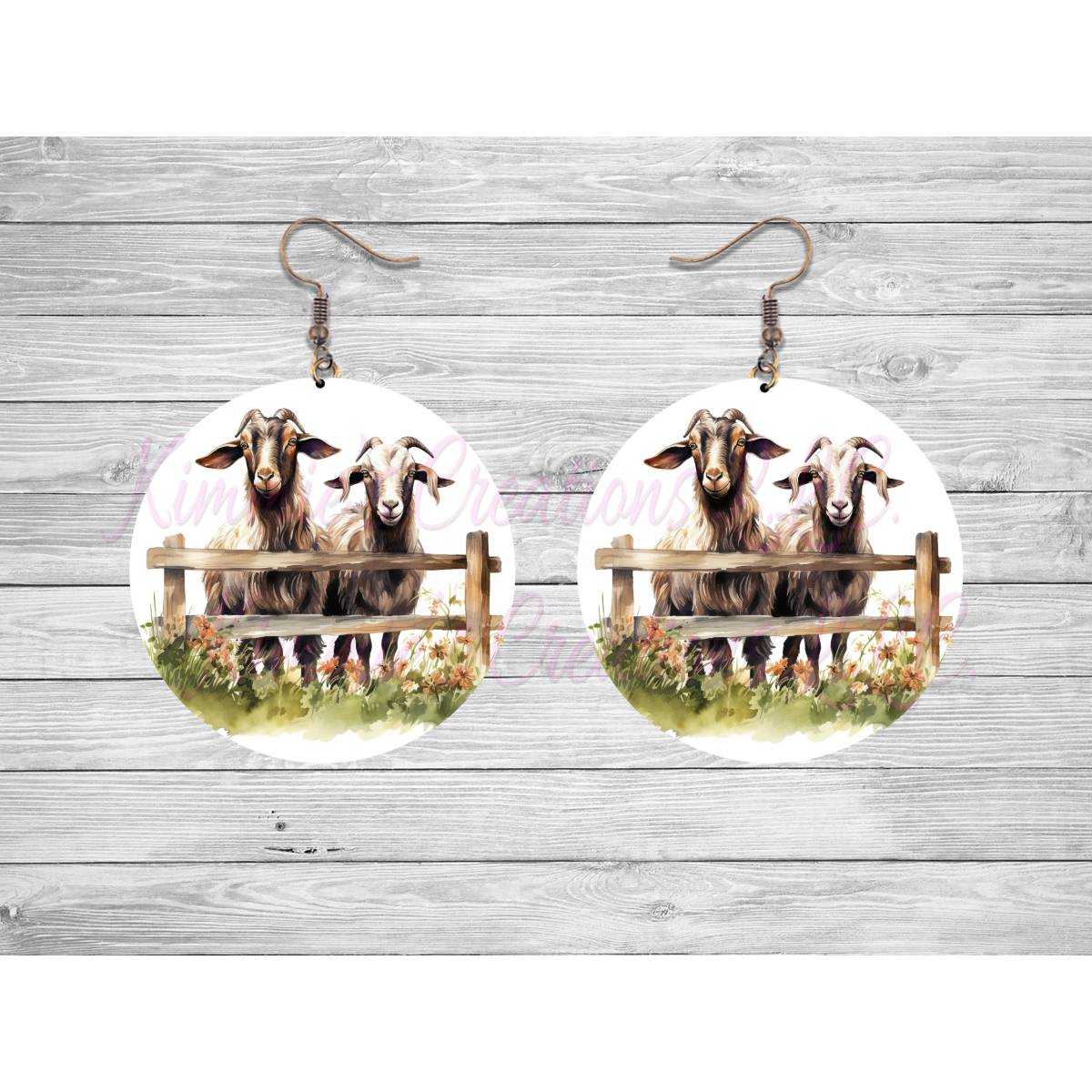 Goats on a Fence Round Earrings