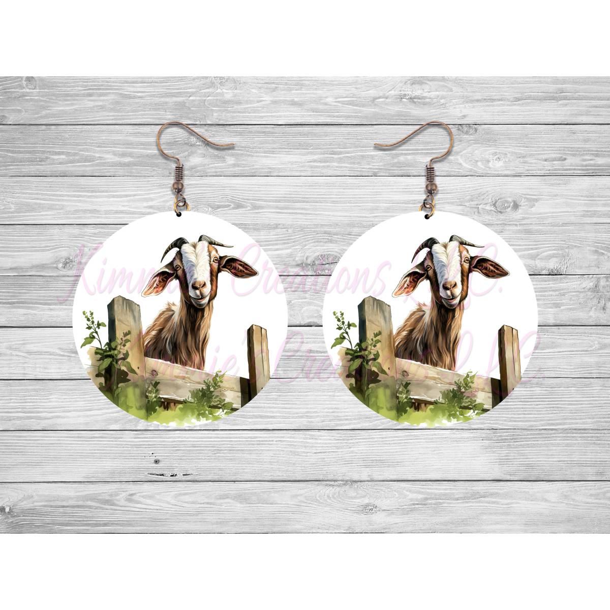 Goats on a Fence Round Earrings