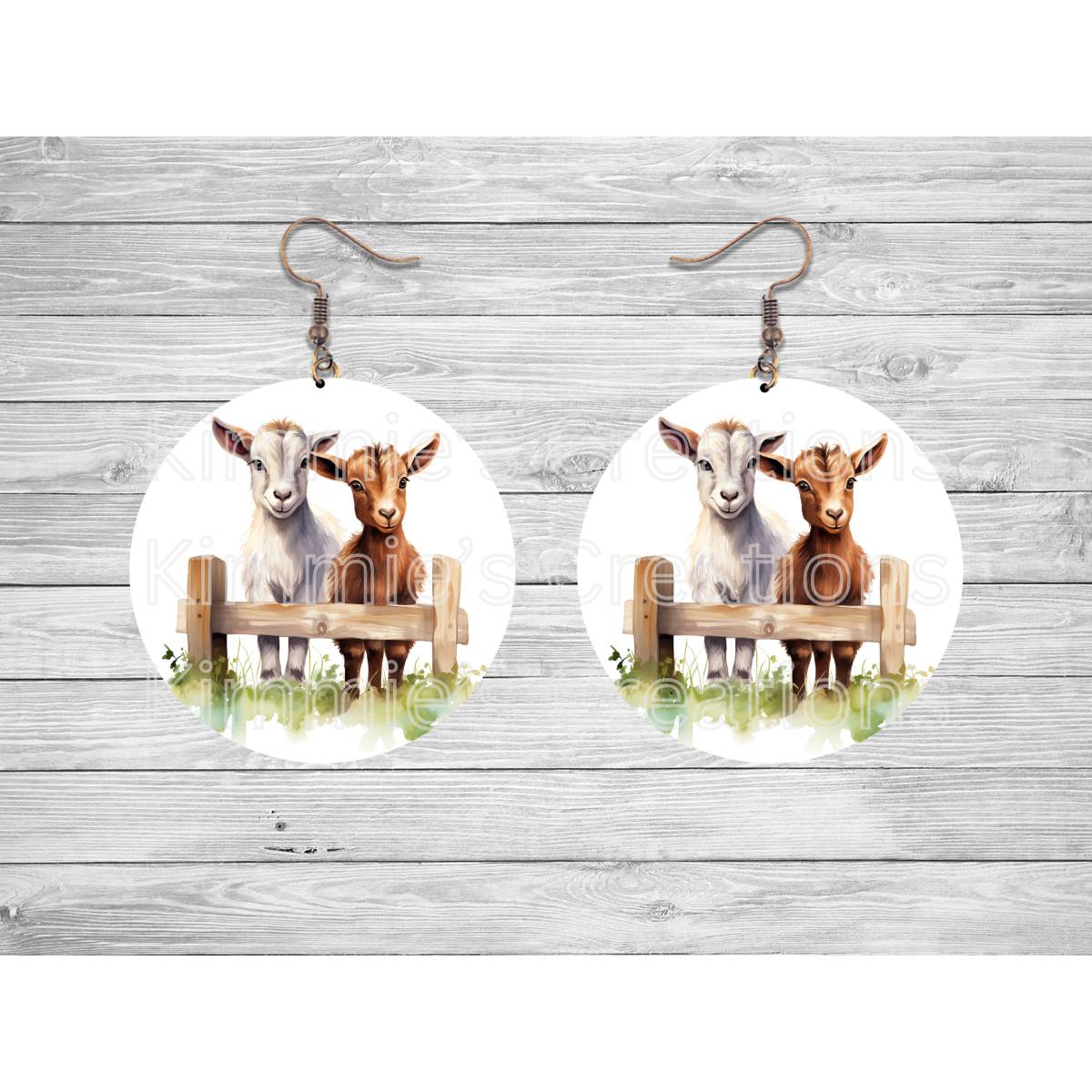 Goats on a Fence Round Earrings