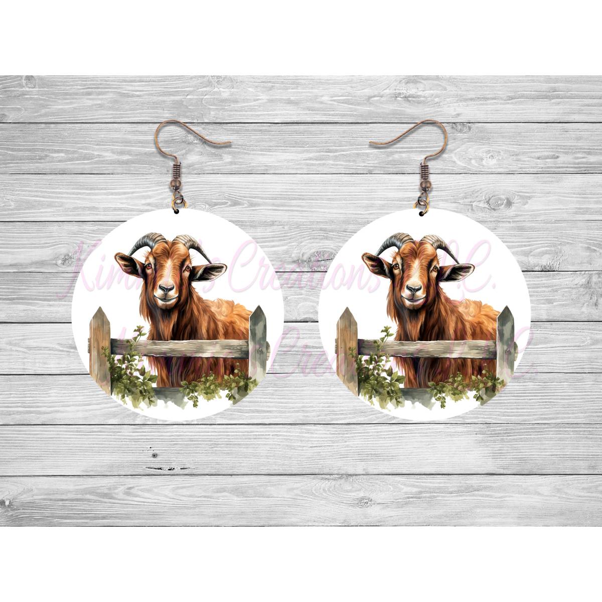 Goats on a Fence Round Earrings